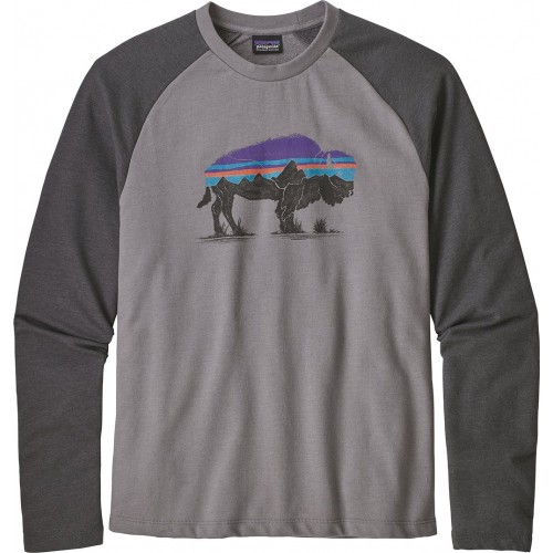 Patagonia M's Fitz Roy Bison LW Crew Sweater - Feather Grey - Medium