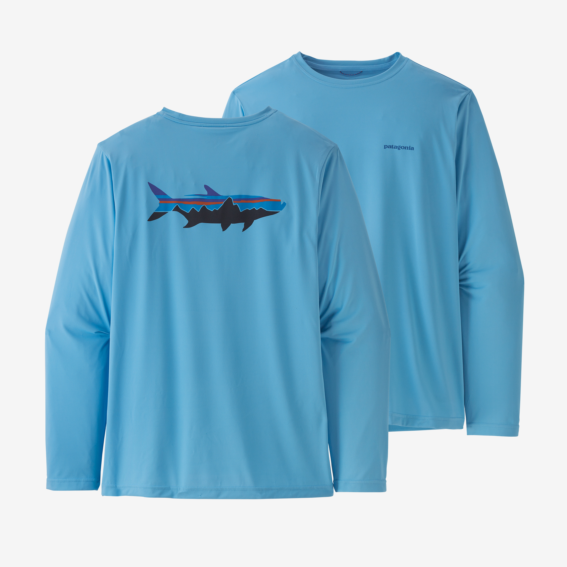 Patagonia M's L/S Capilene Cool Daily Fish Graphic Shirt - Sketched Fitz Roy Tarpon: Joya Blue - XXL