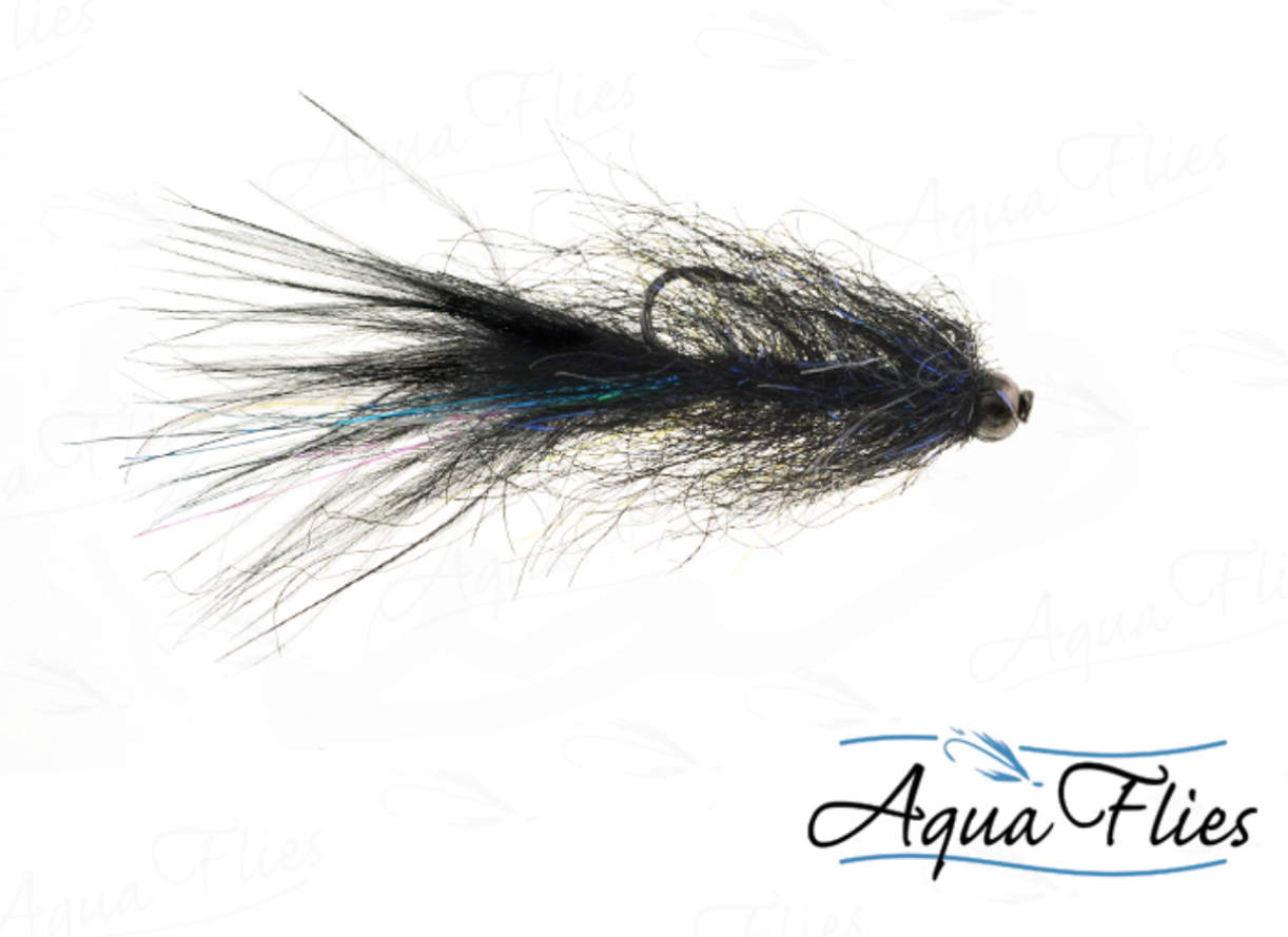 Aqua Flies Balanced Leech - Black UV - Size 10