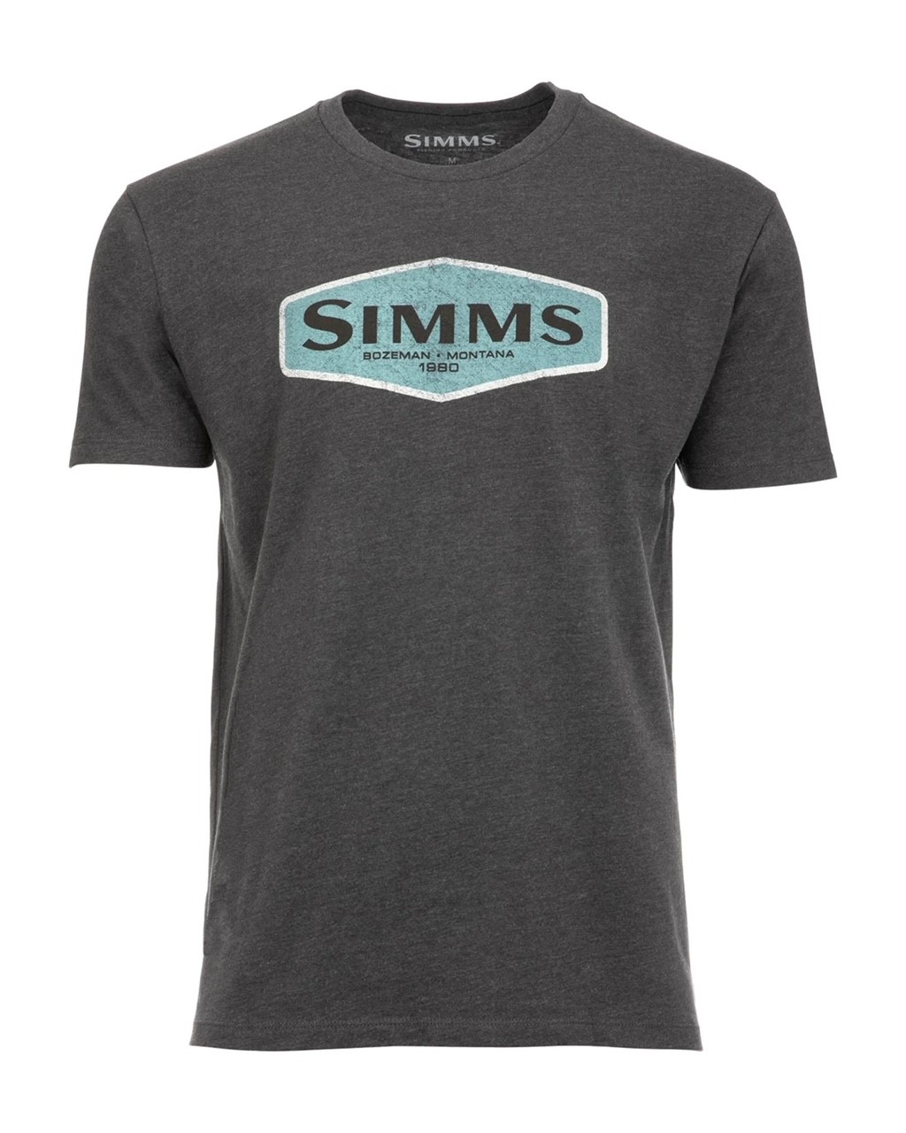 Simms M's Logo Frame T-Shirt - Charcoal Heather - Large