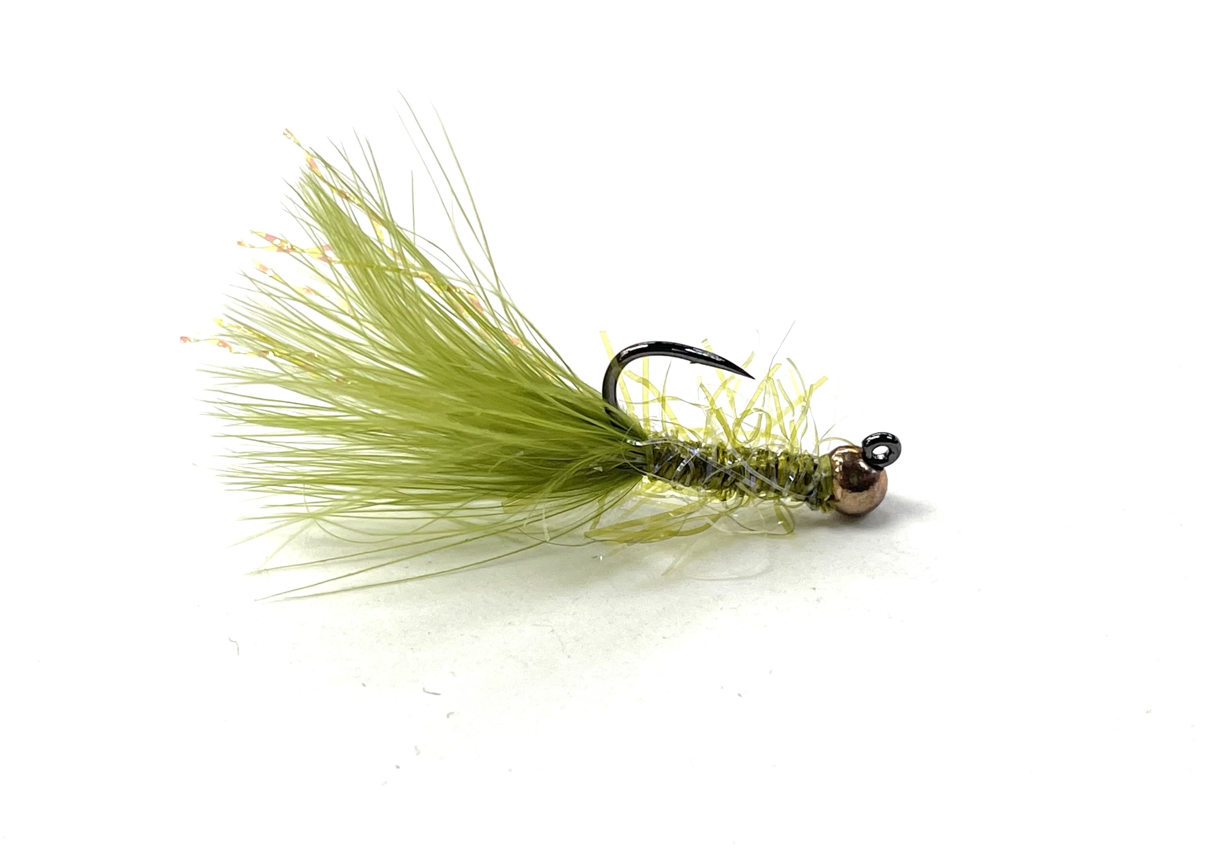 Tied on a Jig Hook With a Slotted Tungsten Bead.