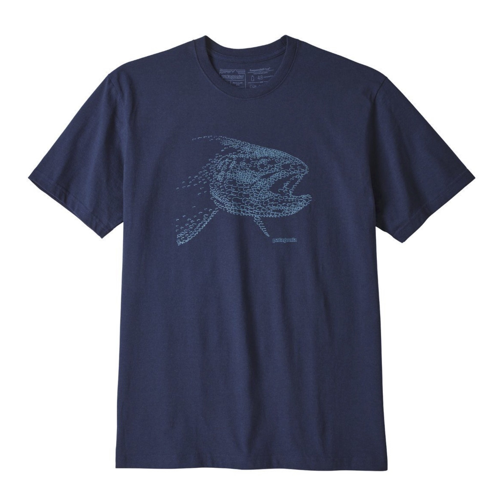 Patagonia M's Hooked Head Responsibili-Tee - Classic Navy w/ Trout - Small