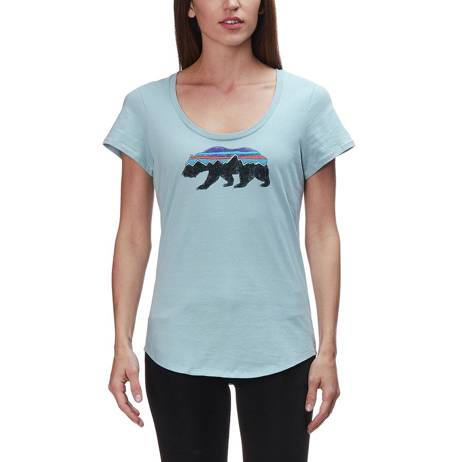 Patagonia W's Fitz Roy Bear Organic Scoop T-Shirt - Railroad Blue - Large