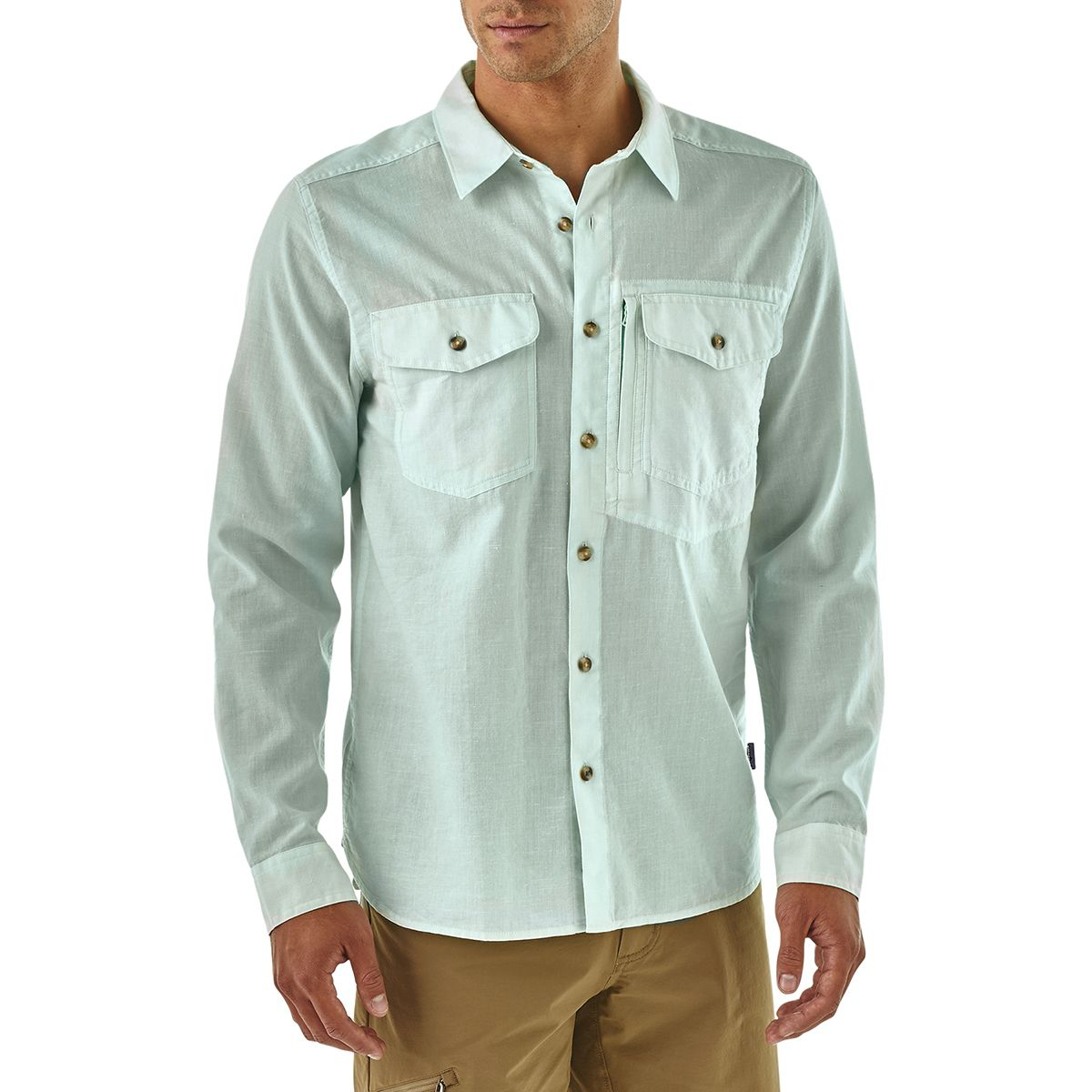 Patagonia M's L/s Cayo Largo Shirt - Chambray: Gypsum Green - XXL