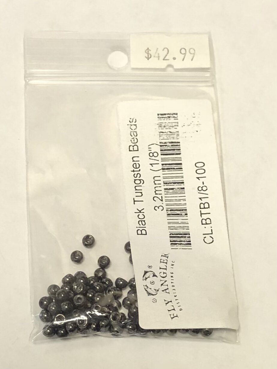 Black Tungsten Bead 100/PKG - 1/8