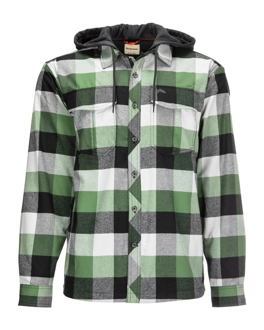 Simms M's Coldweather Hoody - Moss Green Buffalo Plaid (w/ M&Y Logo) - Small