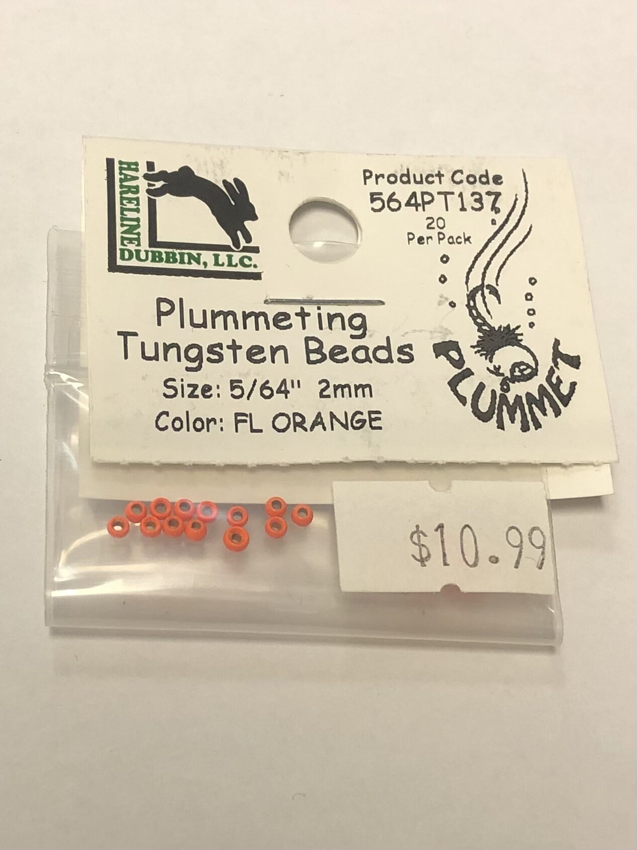 Fluorescent Orange Tungsten Tungsten Bead 20/PKG - 5/64