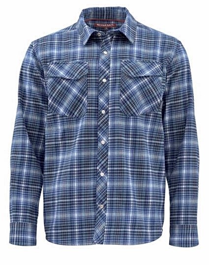 Simms M's Gallatin Flannel L/S Shirt - Rich Blue Plaid - Small