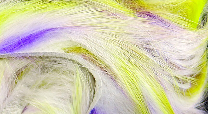 Hareline Dubbin Groovy Bunny Strips - Yellow Chartreuse/Purple/White