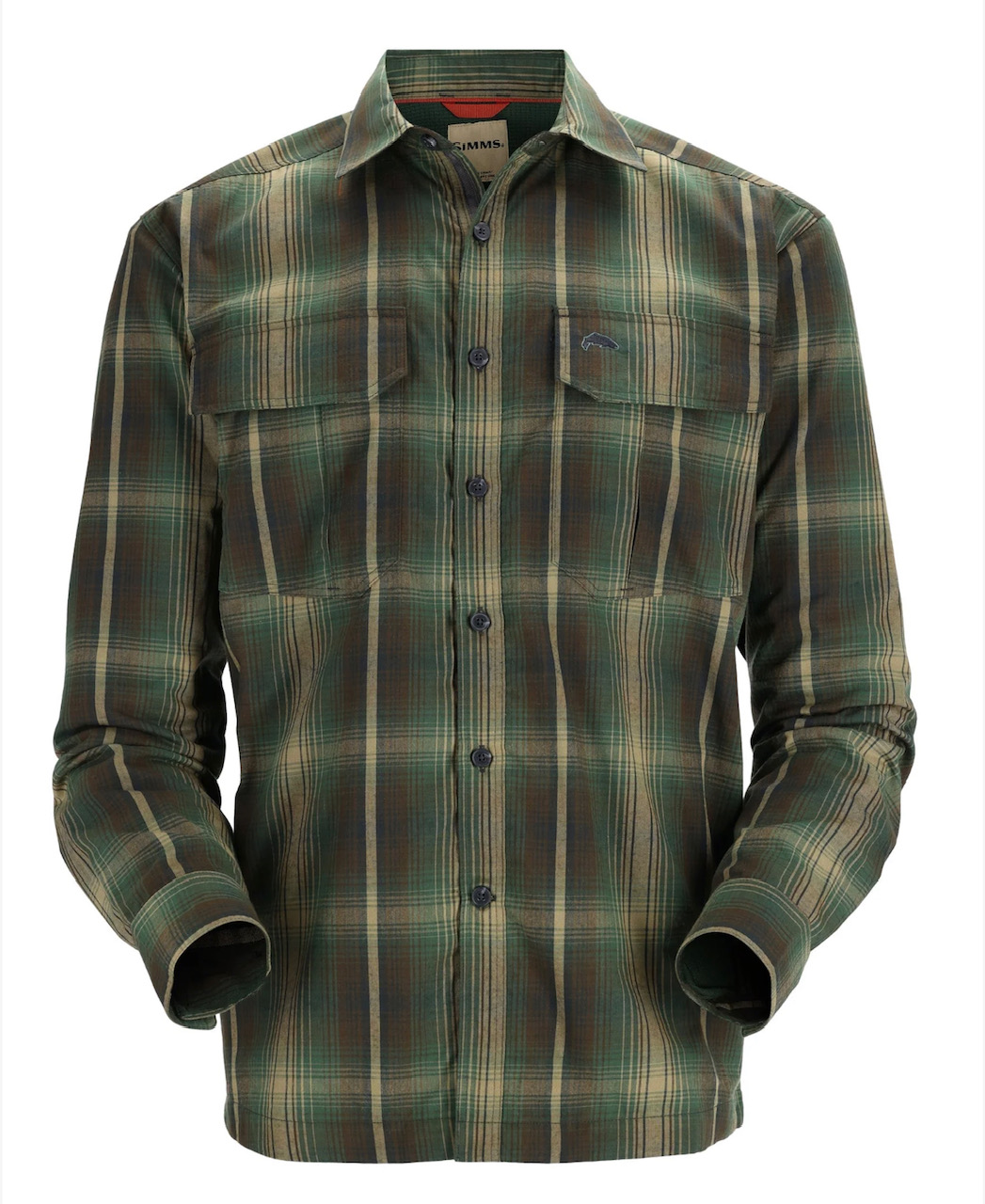 Simms M's Coldweather Shirt - Forest Hickory Plaid - Medium