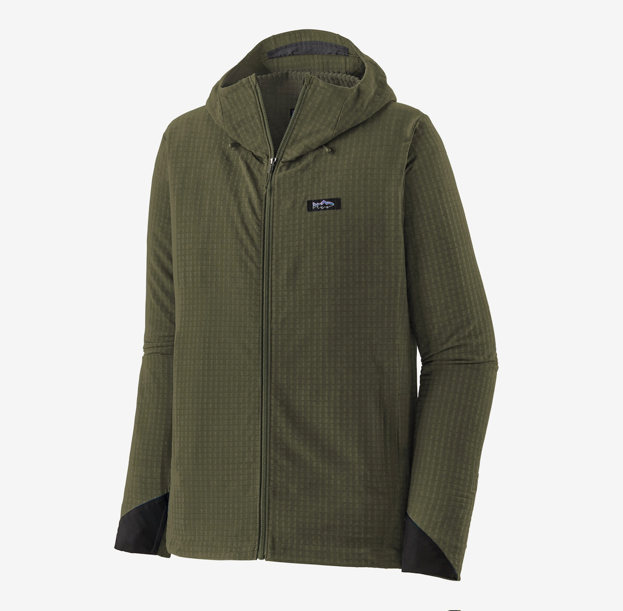 Patagonia M's R1 TechFace Fitz Roy Trout Hoody - Basin Green - XL