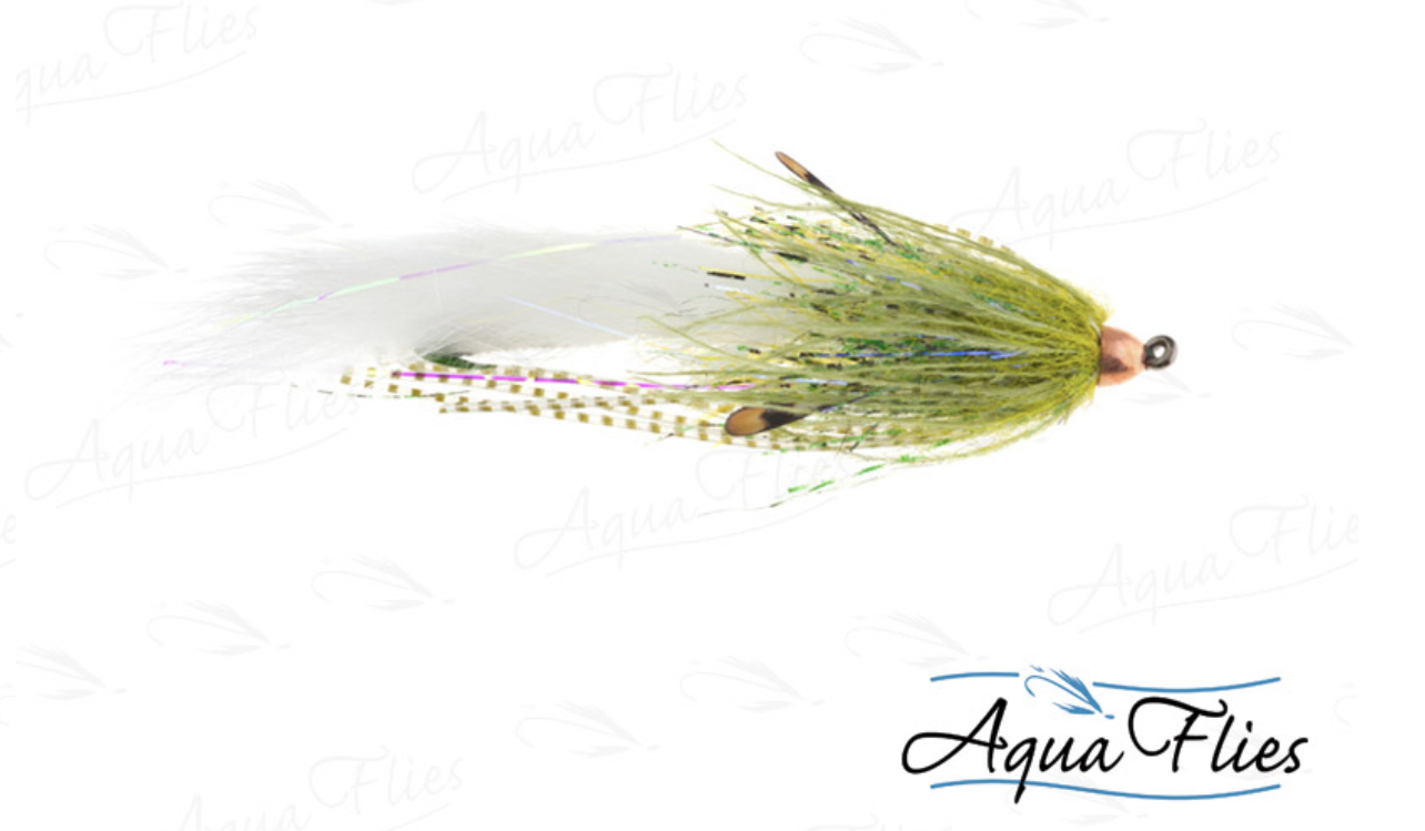 Aqua Flies Mini Dirty Hoh - Olive/White