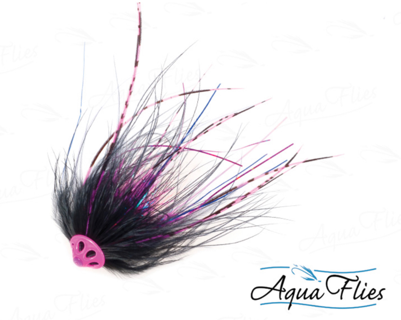 Aqua Flies Stu's Metal Head Tube - Black/Pink
