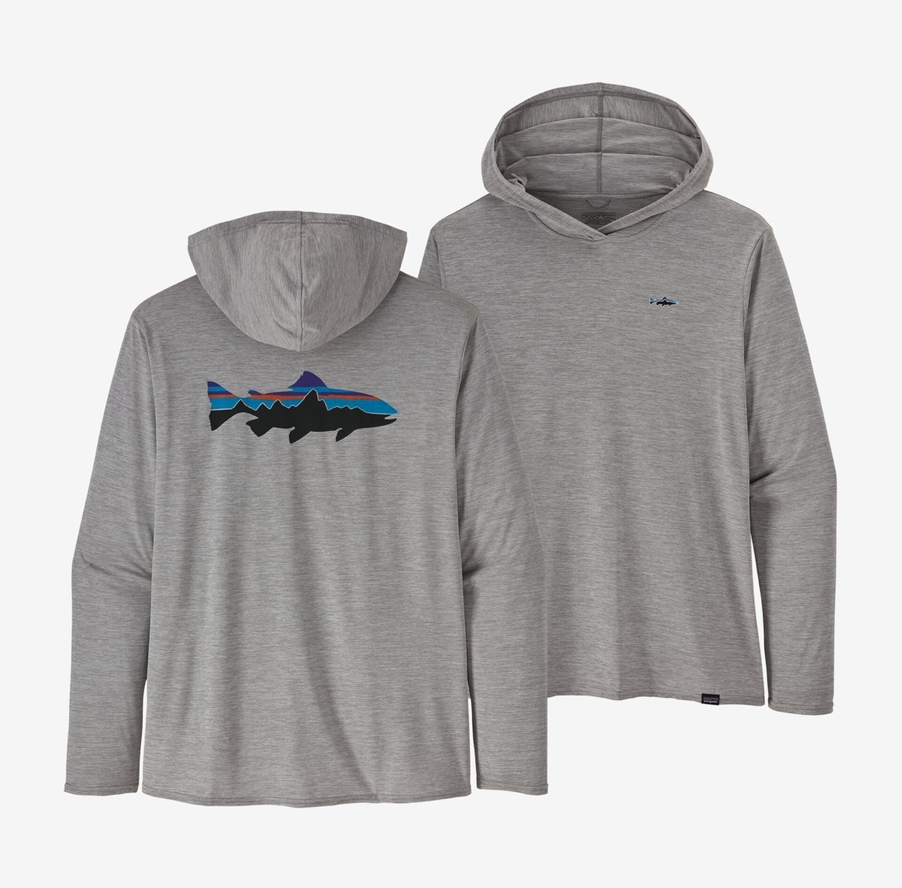 Patagonia M's Cap Cool Daily Graphic Hoody - Relaxed - Fitz Roy Trout w/ Trout: Salt Grey X-Dye - XL