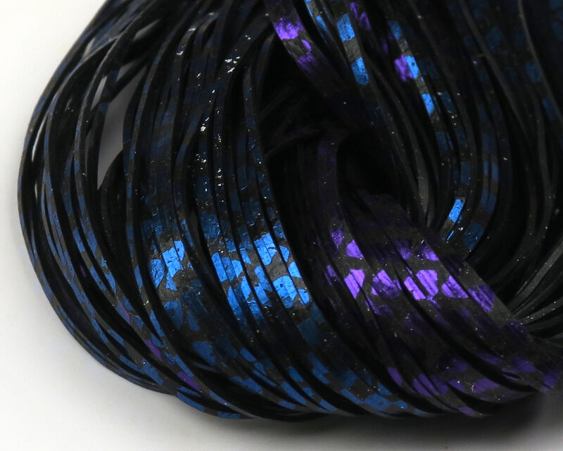 Hareline Dubbin Senyo Micro Fusion Foil Legs - Barred Blue and Purple Foil