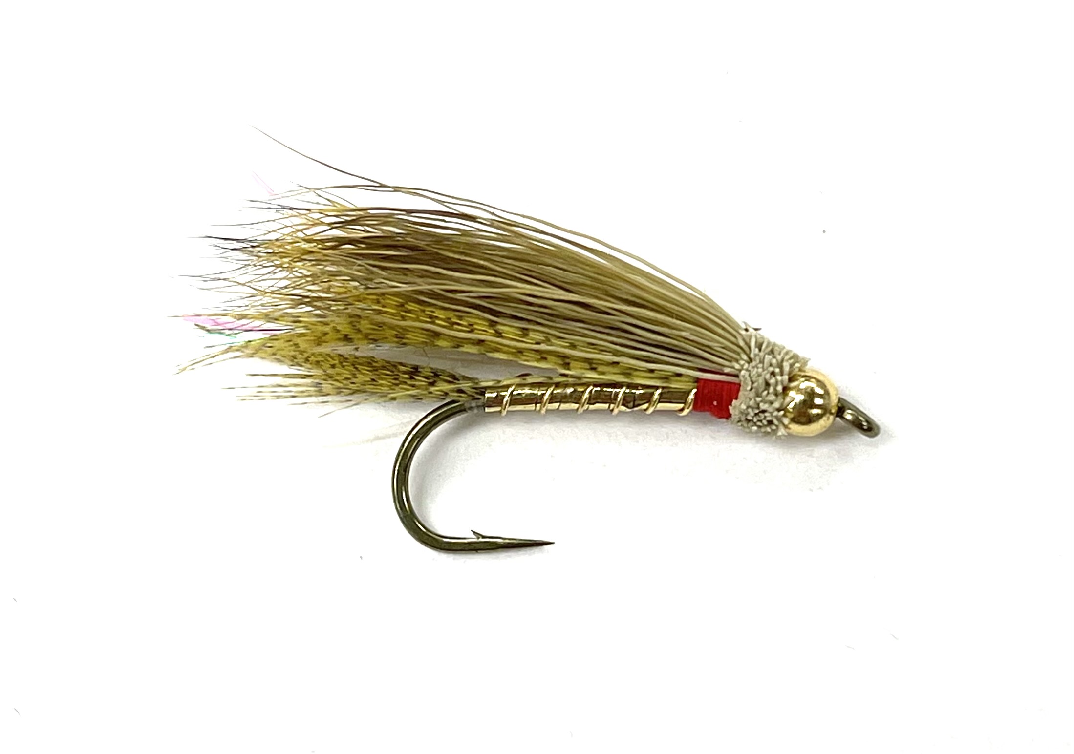 FAD Bead Head Gold Rolled Muddler - Olive - Size 8