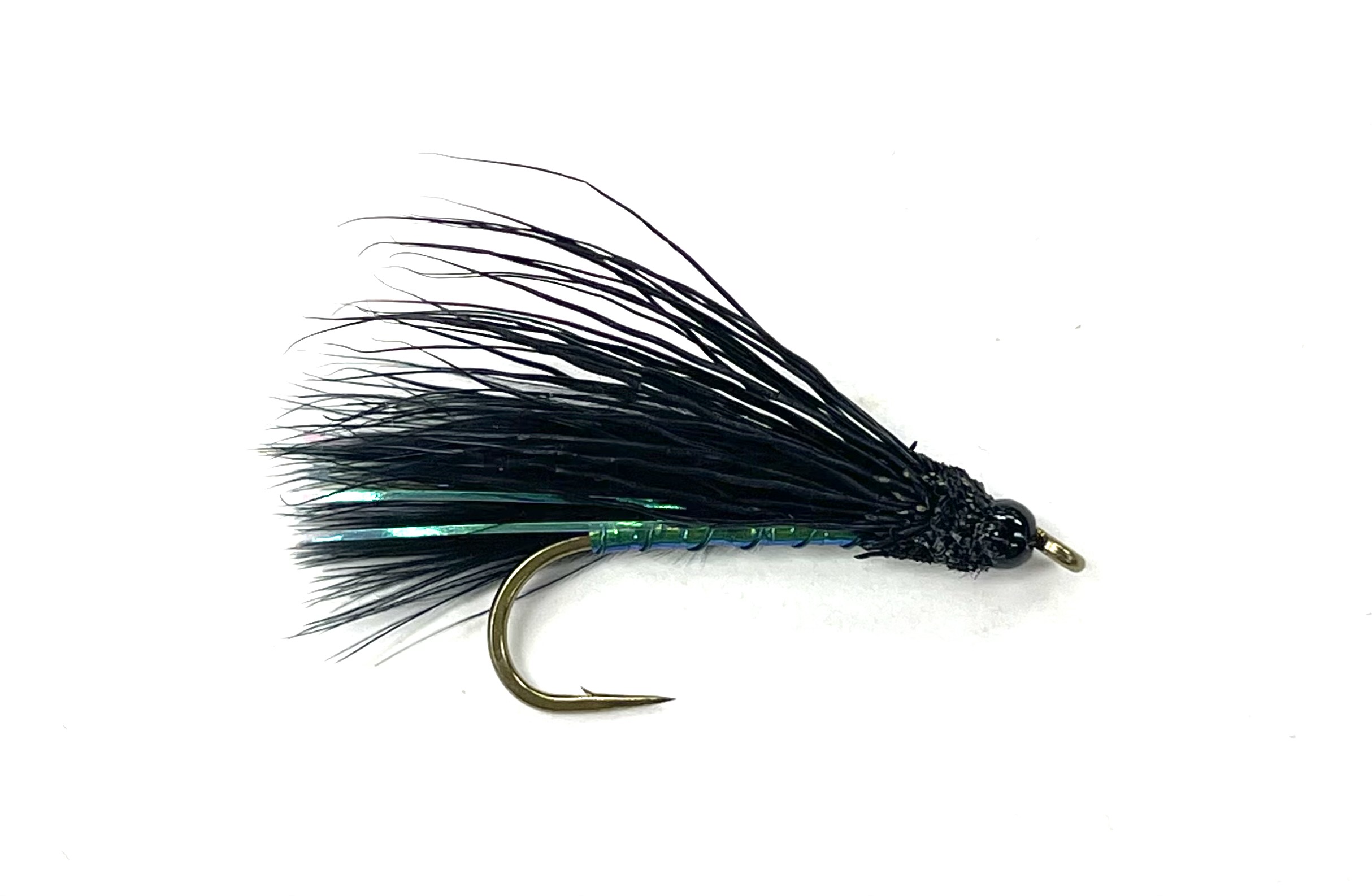 FAD Bead Head Peacock Rolled Muddler - Black - Size 8