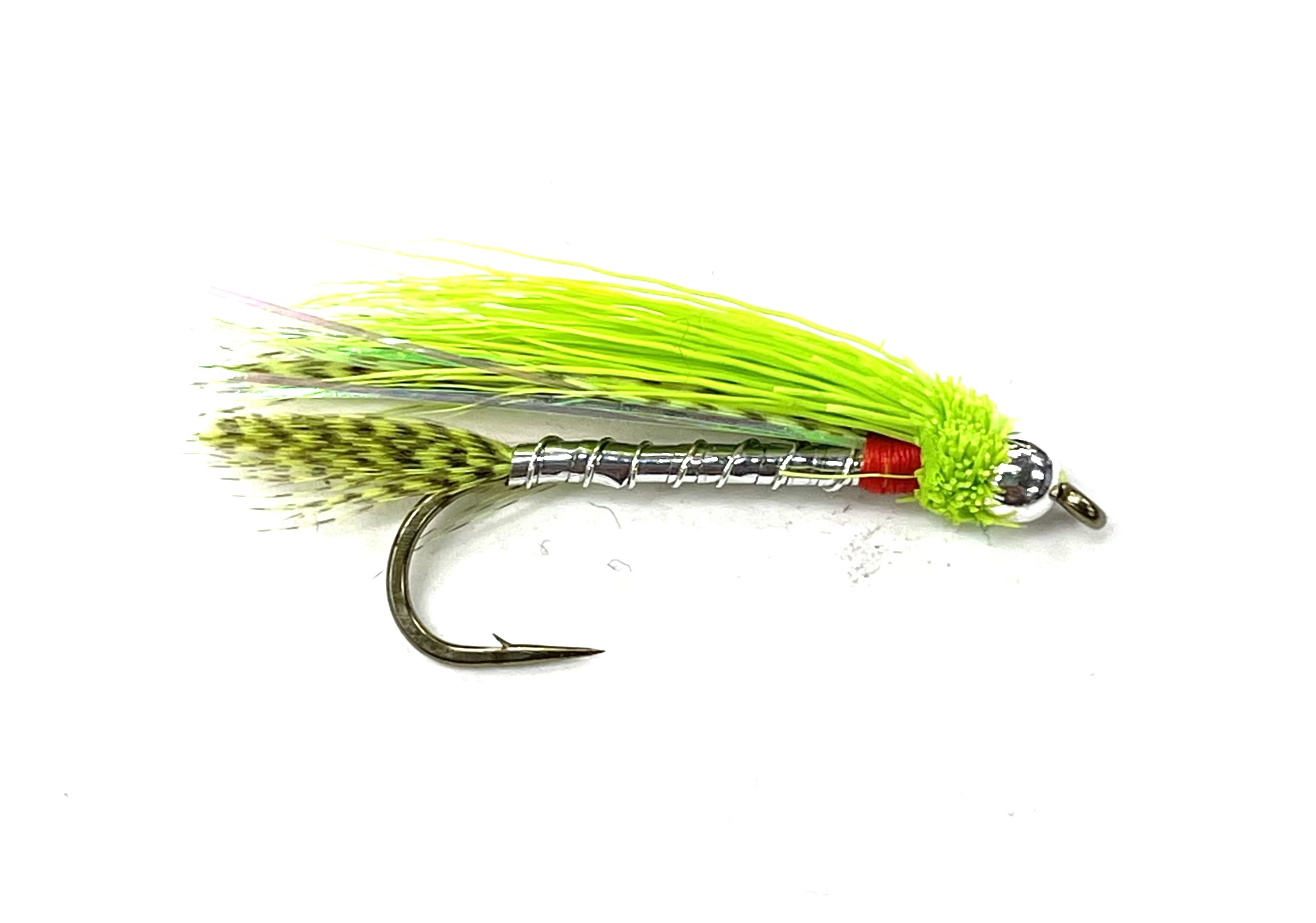 FAD Bead Head Silver Rolled Muddler - Fl. Chartreuse - Size 8
