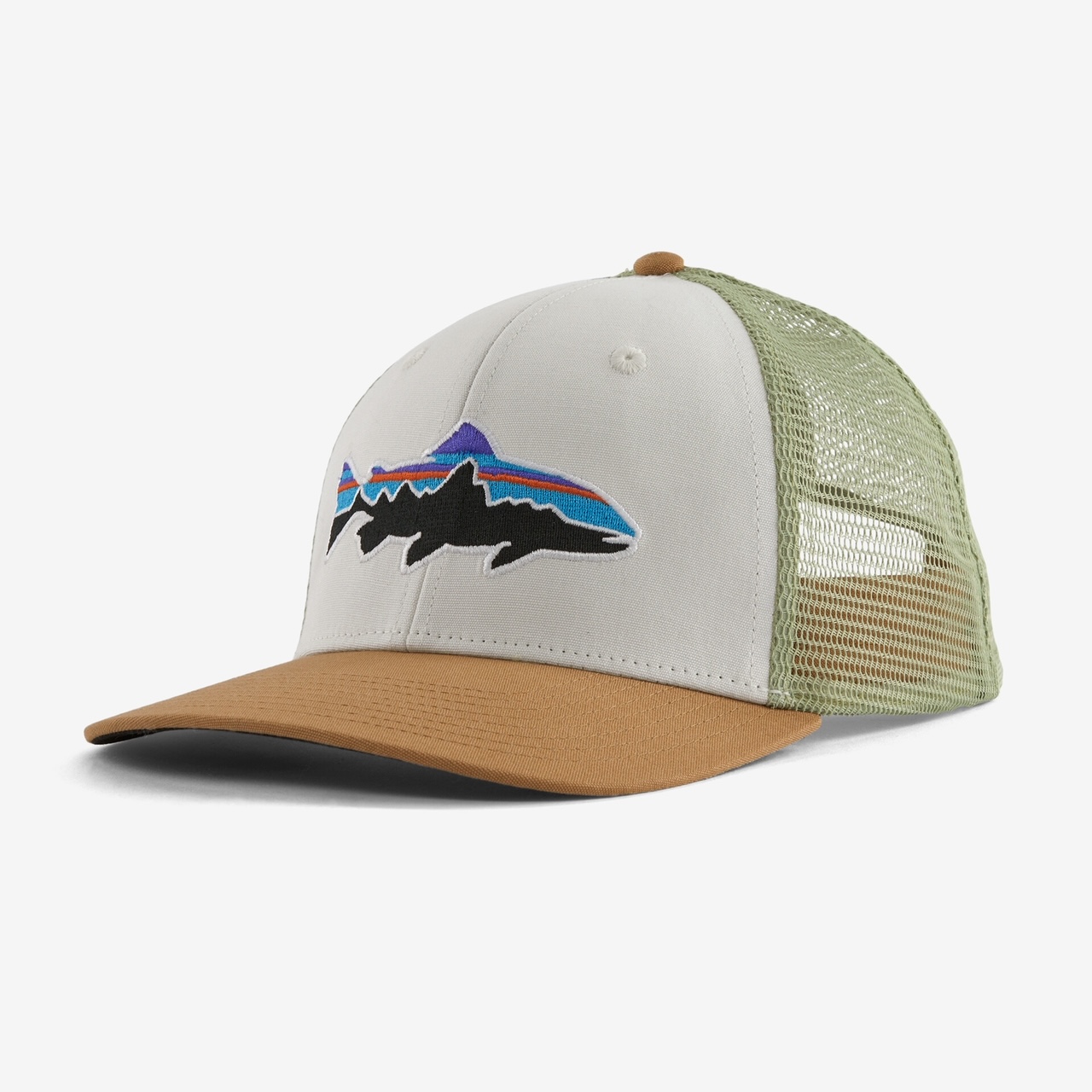 Patagonia Fitz Roy Trout Trucker Hat - White w/ Classic Tan