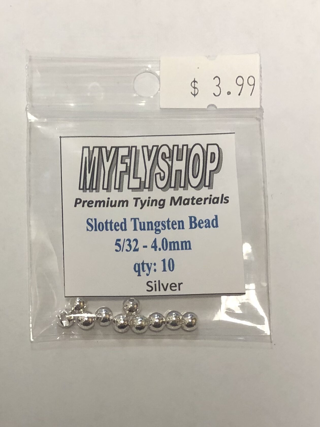 Silver Slotted Tungsten Bead 10/PKG - 5/32
