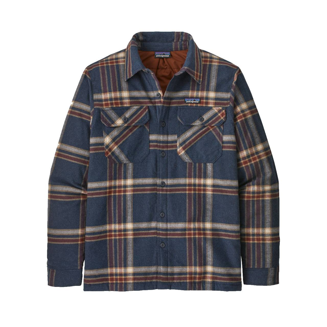Patagonia M's Insulated Organic Cotton MW Fjord Flannel Shirt - Growlers Plaid:Smolder Blue - Large