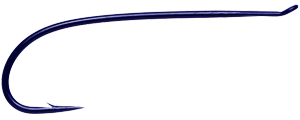 2139 Daiichi Veverka Salmon, Slightly curved shank , Tapered-loop up-eye, Slightly offset point Blue Hook #4 (100-pack)