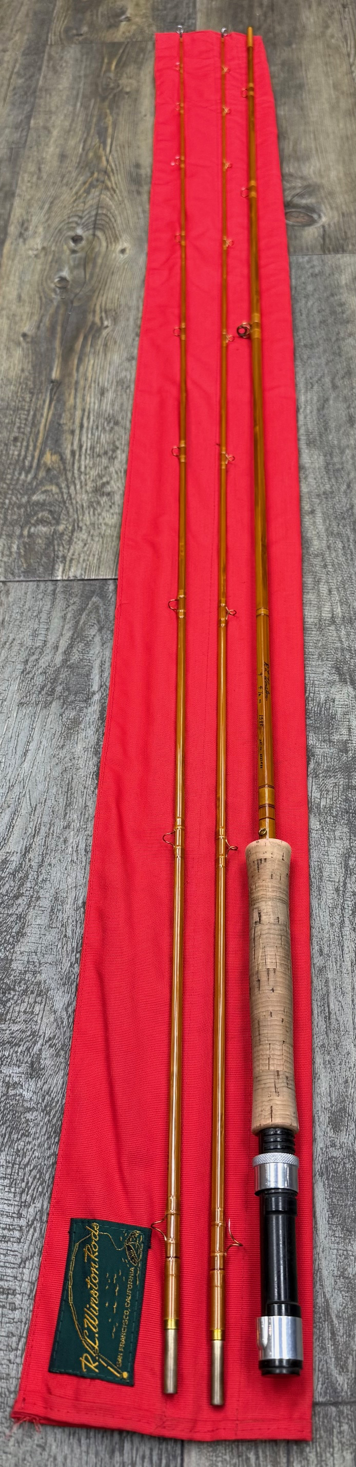 R.L. Winston Cane Fly Rod 9' 2pc, 4-1/2oz, w/ 2 tips, Serial #1588, Bottom guide on one of the tip sections needs repair, other than that Very Good Condition