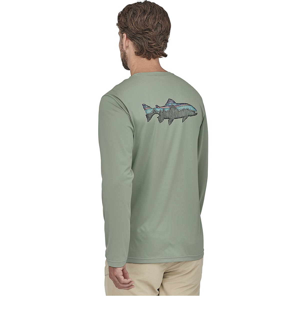 Patagonia M's Graphic Tech Fish Tee - Painted Fitz Roy Trout: Lite Distilled - XL
