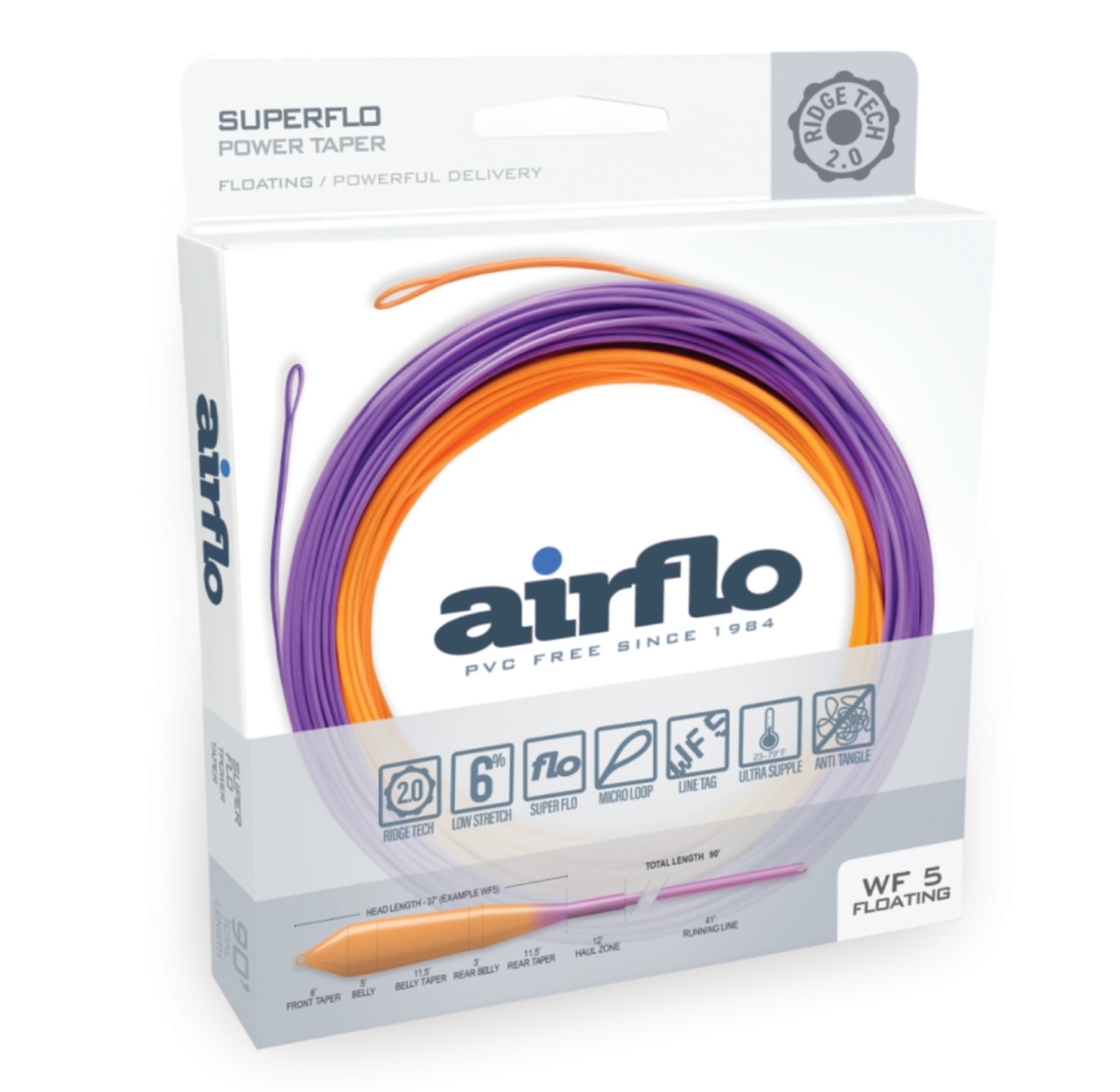 Airflo Superflo Ridge 2.0 Power Taper - WF7F - Sunburst/Purple