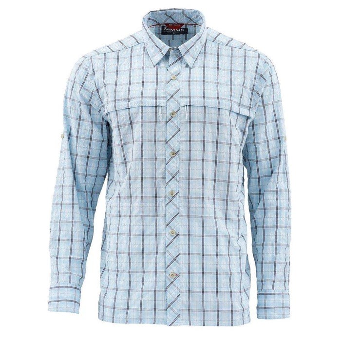 Simms M's Stone Cold L/S Shirt - Teal Plaid - Small